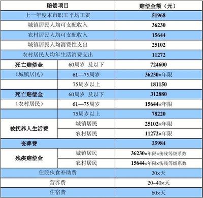 上海市2012年交通事故赔偿标准